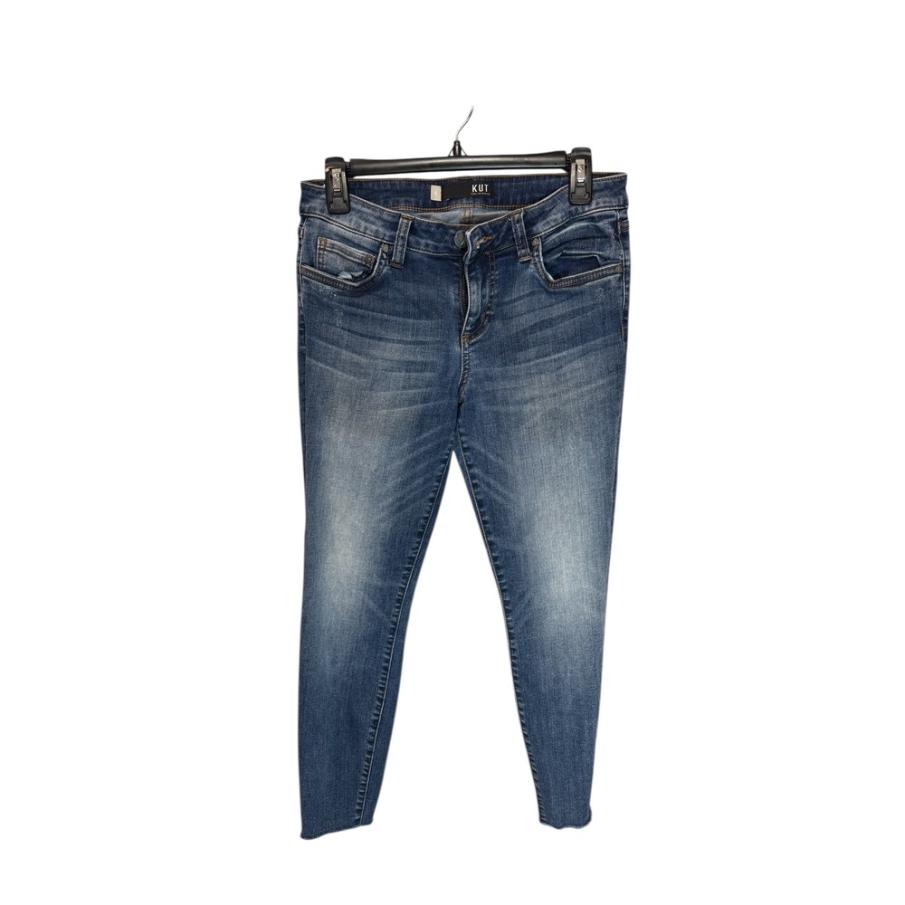 KUT from the Kloth Connie Ankle Skinny Jeans Womens Blue Denim Distressed Size 6